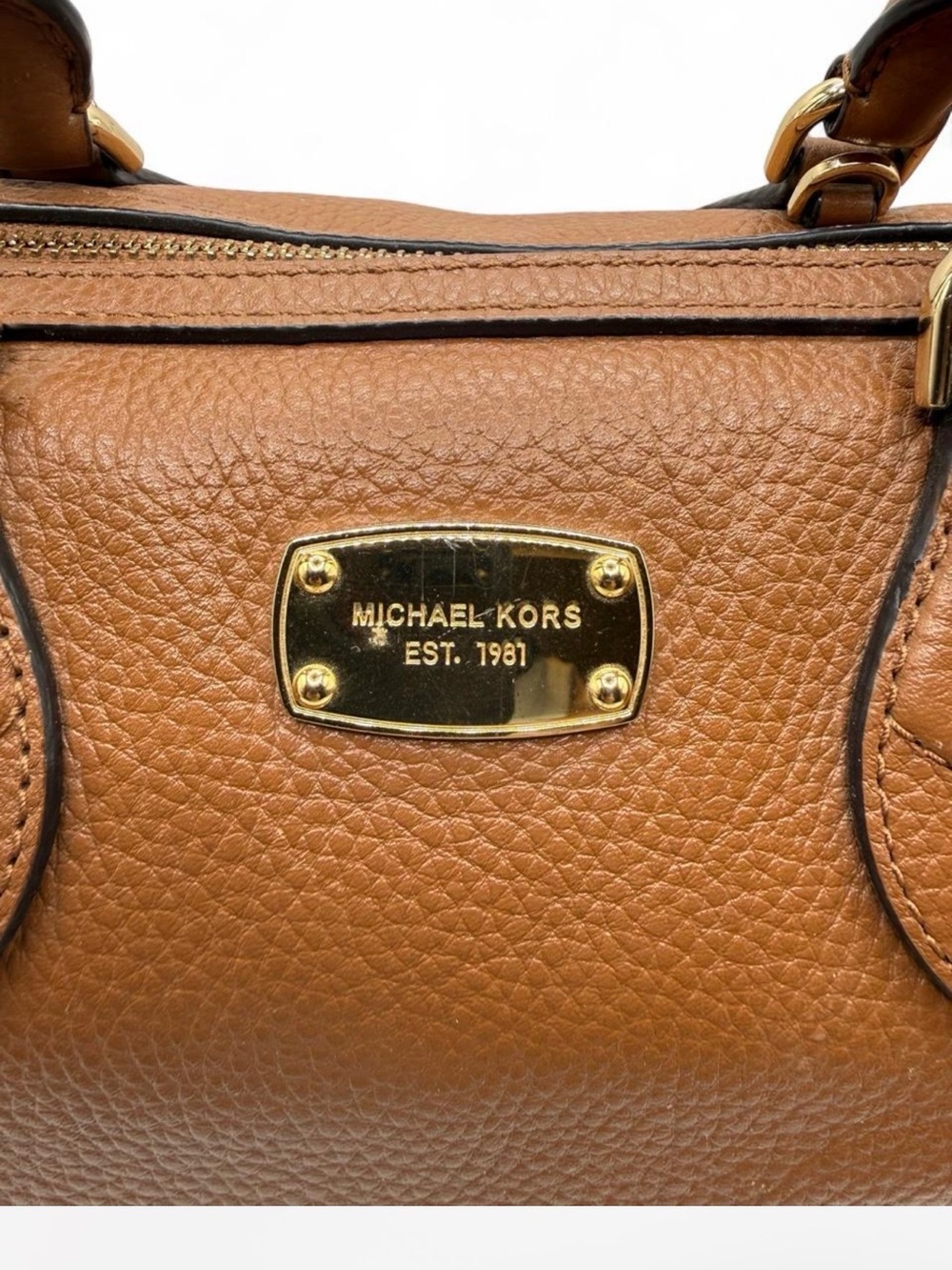 Vintage Michael Kors Brown Pebbled Leather Duffel - Picture 3 of 8